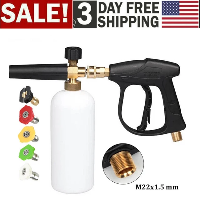 1/4" Snow Foam Washer Gun Car Wash Soap Lance Cannon Spray Pressure Jet Bottle