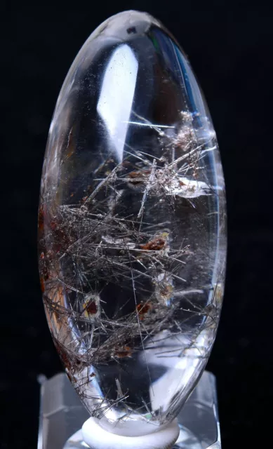 NATURAL CLEAR QUARTZ black HAIR RUTILATED CRYSTAL & MICA SYMBIOTIC PENDANT