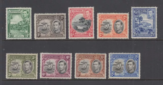 Grenada: 1938 George VI Part Set of 9 Stamps to 2/- MLH ES125