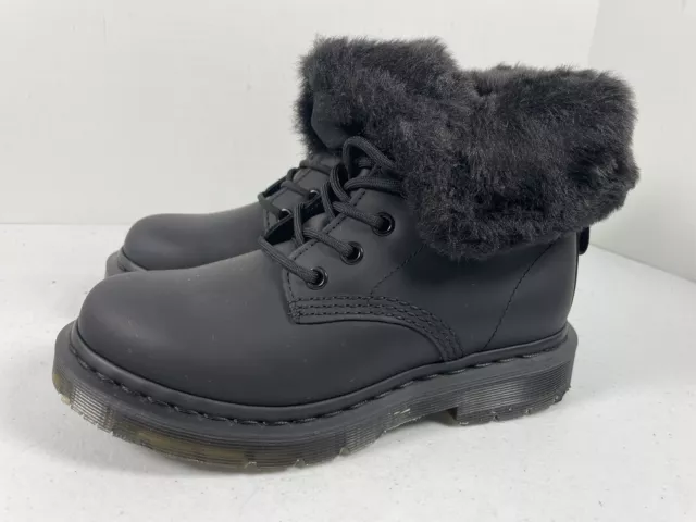 🔥 Dr Martens • 1460 Kolbert Black Leather Fur Wintergrip Boots • Women Sz US 5