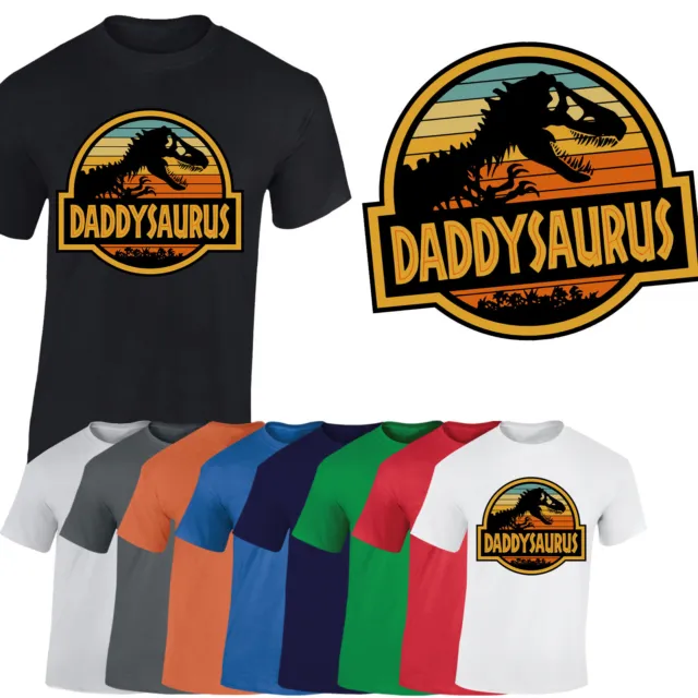 Daddy Saurus Mens T-Shirt Dinosaur Movie Fathers Day 2023 Dad Funny Gift Tshirt