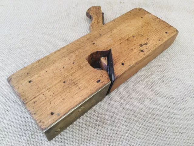 Antique Moseley & Sons Brass Plated Skew Rebate Plane, Rabbett Plane