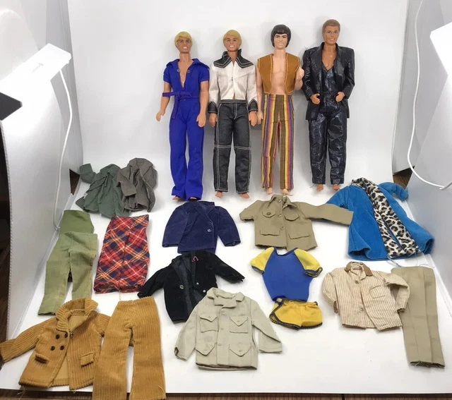 VINTAGE LOT OF 4 Ken Dolls And Clothes. Donnie Osmond Ken Doll Mattel