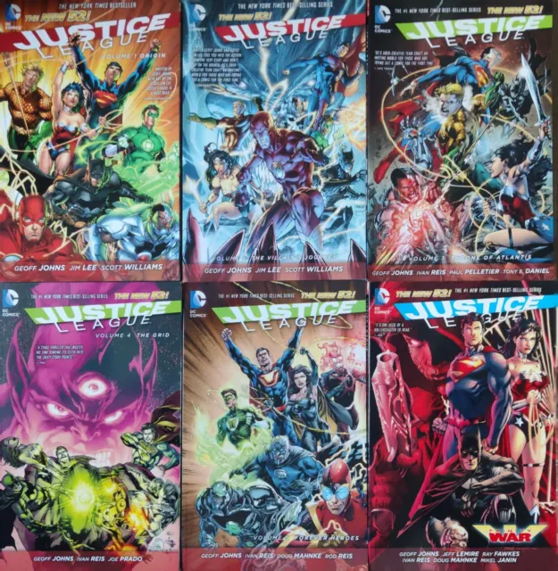 Justice League: Graphic Novel Lot of Six (6) Vol. 1 2 3 4 5 + Trinity War TPB DC