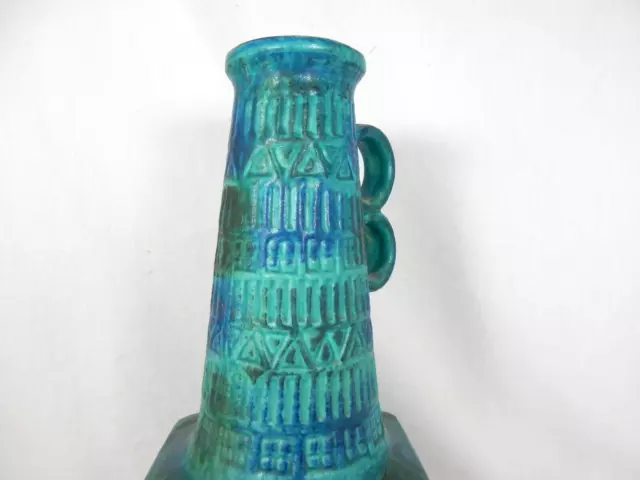 Beautiful 70´s Bodo Mans Design Bay Keramik vase 71 35 dull blue glaze variation 3