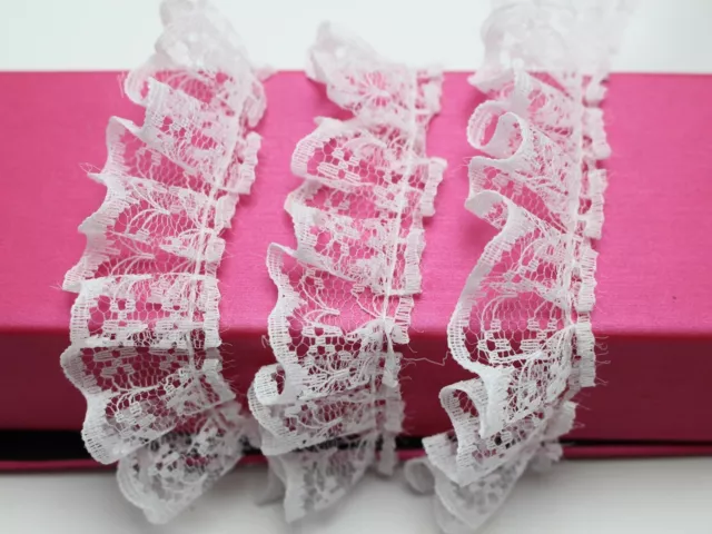 5 Meters White Ruffle Unilateral Lace Trim Ribbon 23mm Sewing Wedding Craft DIY