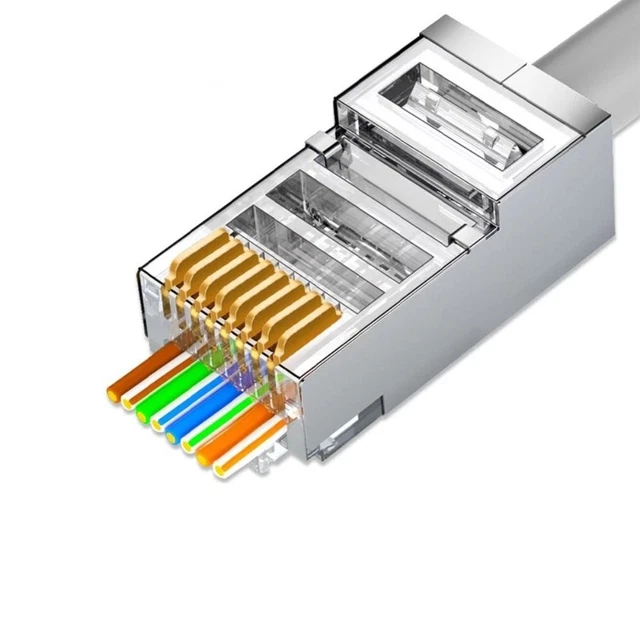 Click Mode Rj45 Module RJ45 MODULAR PLUG Network Cable Connector CAT6 Pass Through Network ...