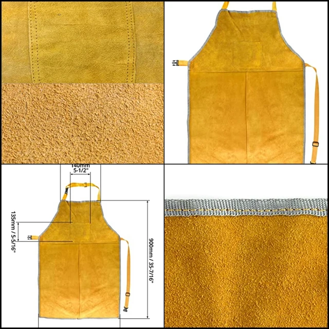QWORK Leather Welding Work Apron, Heat and Flame Resistant, Size 23x35