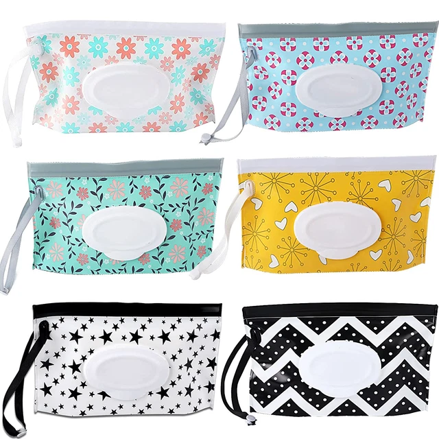 FEBSNOW 6 Pack Baby Wipes Dispenser,Portable Refillable Wipe Holder,Baby Wipes