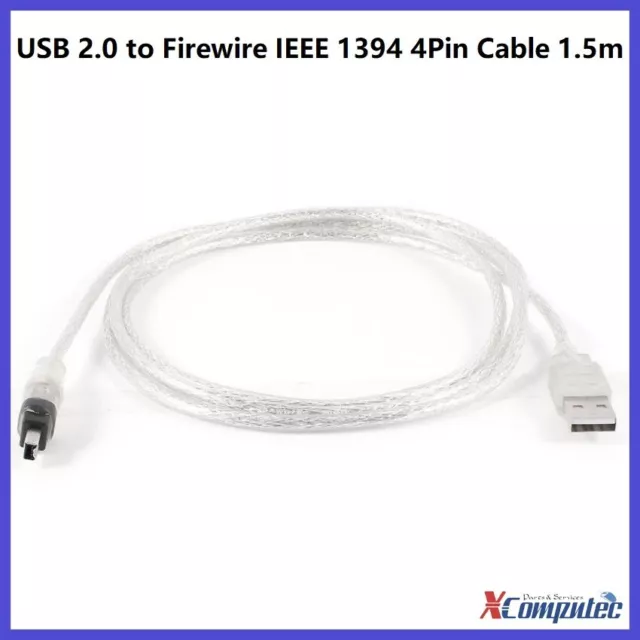 USB 2.0 to Firewire IEEE 1394 4Pin Cable iLink data cord 400Mbps 1.5m