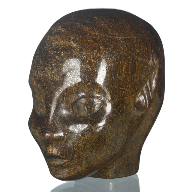Cabeza de hada tallada en cristal de bronce natural 4,06" criatura mística coleccionable