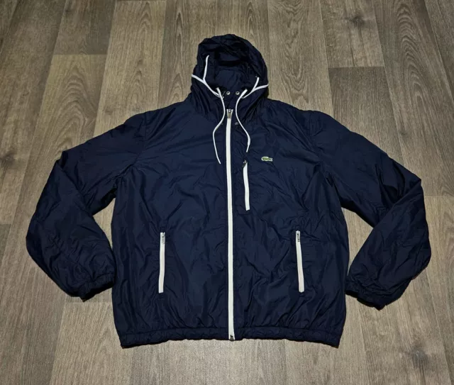 Lacoste ' Hooded ' Jacket - Large (5) - Excellent Condition - Navy Blue