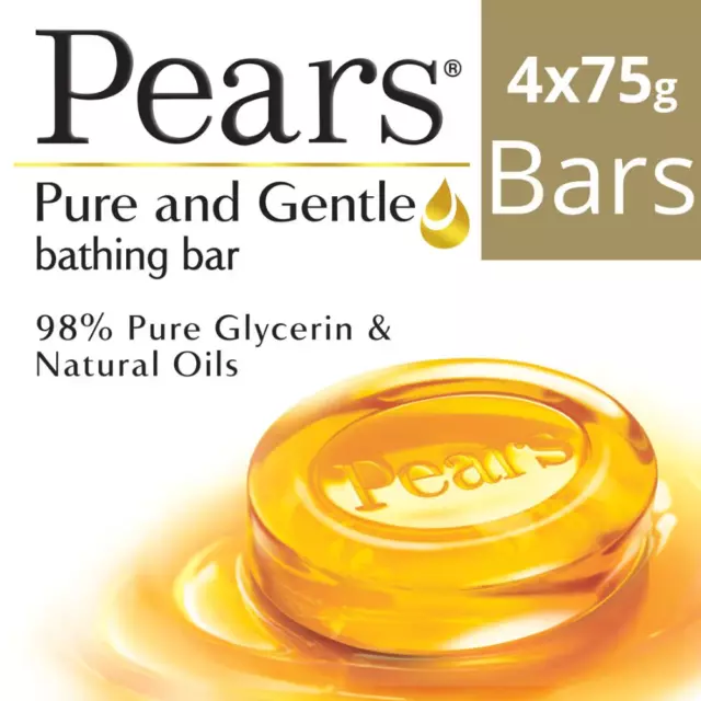 Pears Pure & Gentle Bathing Bar (Pack Of 4) (75gm Each)  Free Shipping