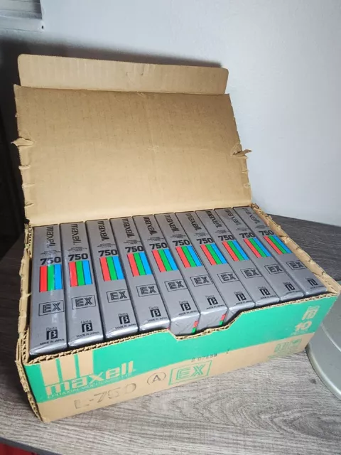NOS (10) Maxell Epitaxial L-750 Beta Betamax Video Cassette Tape *SEALED*