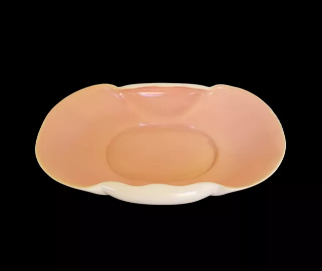Vintage MCM Oblong 50's Pink Platter Ceramic California Pottery Scalloped Edges