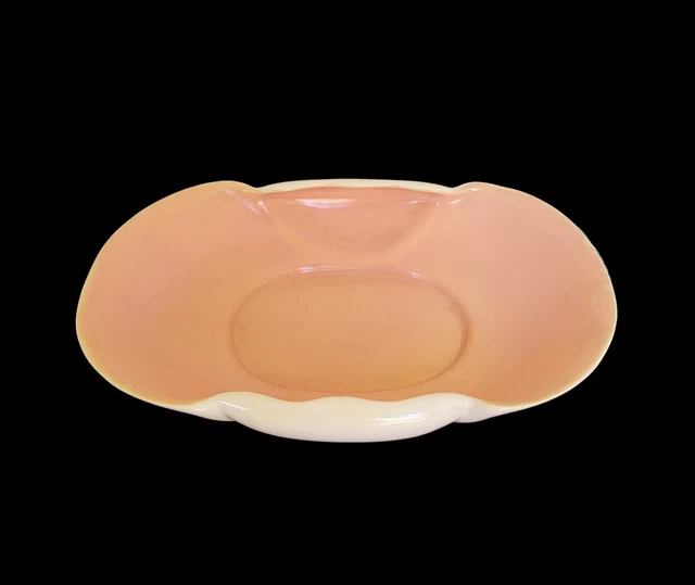 Vintage MCM Oblong 50's Pink Platter Ceramic California Pottery Scalloped Edges
