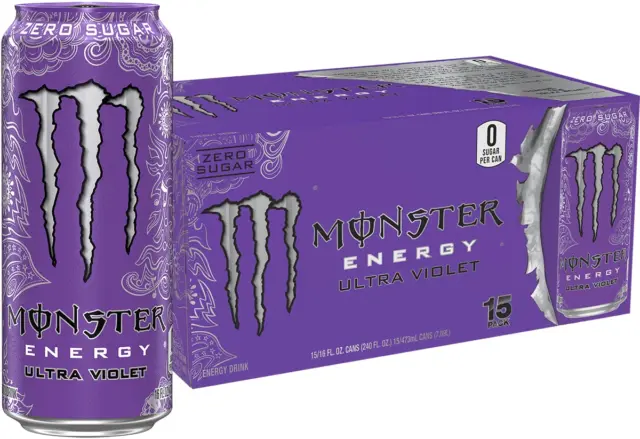 Monster Energy Ultra Violet Sugar Free Energy Drink 16 Ounce (Pack of 15)