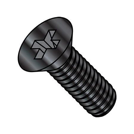ZORO SELECT 1410MPFB 1/4"-20 x 5/8 in Phillips Flat Machine Screw, Black Oxide