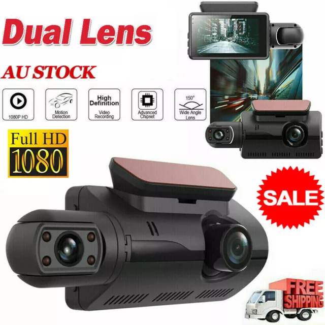 Dash Cam Video Recorder Camera Car DVR 3" HD 1080P Front and Rear Lens G-sensor