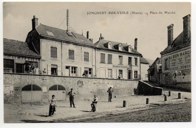 JONCHERY SUR VESLE - Marne - CPA 51 - Place du Marché Societe Remoise Boulangeri