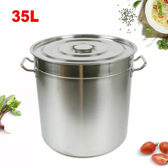 35L Commercial Marmite Avec Couvercle En Acier Inoxydable Pot de Soupe Casserole