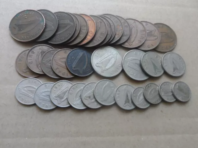 34 Old Irish Coins 1928 - 1968. Fine.