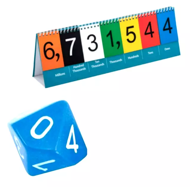 Place Value Flip Chart and Ten Sided Dice 0-9 Maths Resource Numbers to Millions