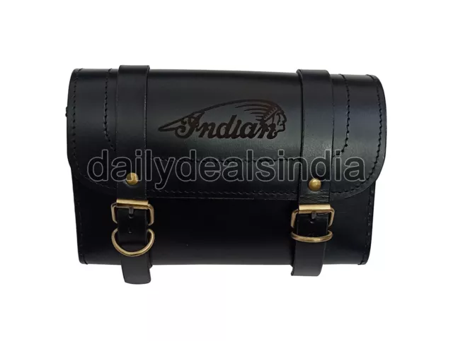 Universel Indien Moto Avant Côté Véritable Cuir Outil Sac D1 Noir Couleur