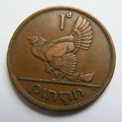 1941 Irish One Penny Coin Old Ireland 1d Hen And Chicks