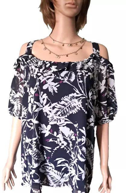 NWT  Size 18 Lane Bryant Cold Shoulder Floral Lined Top w/ adj straps