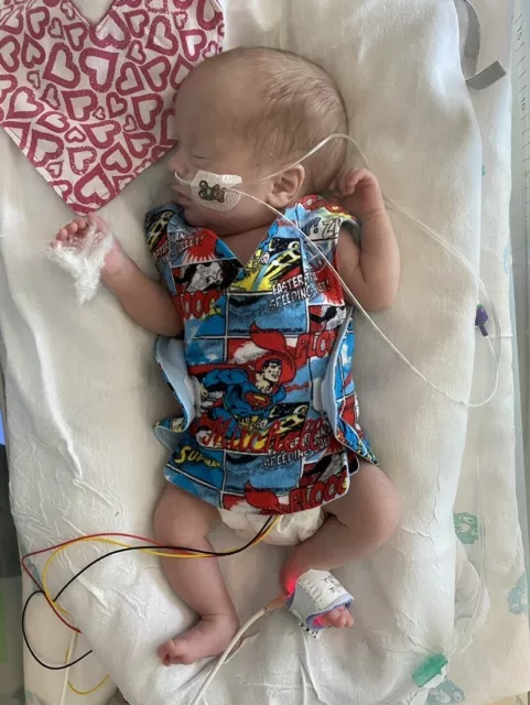 Premature baby boy NICU hospital top Superman personalized NICU safe superheroes 2