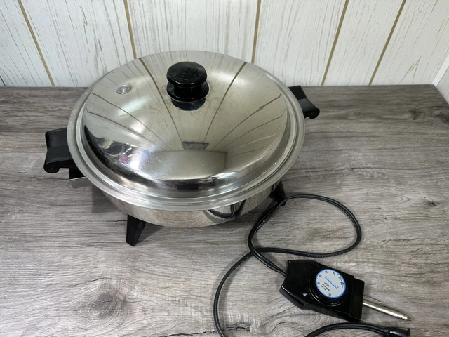 Vintage Saladmaster Vapo Lid Electric Skillet 12" Model 7252 w/ Cord Immersible Vintage Saladmaster Vapo Lid Electric Skillet 12" Model 7252 w/ Cord Immersible