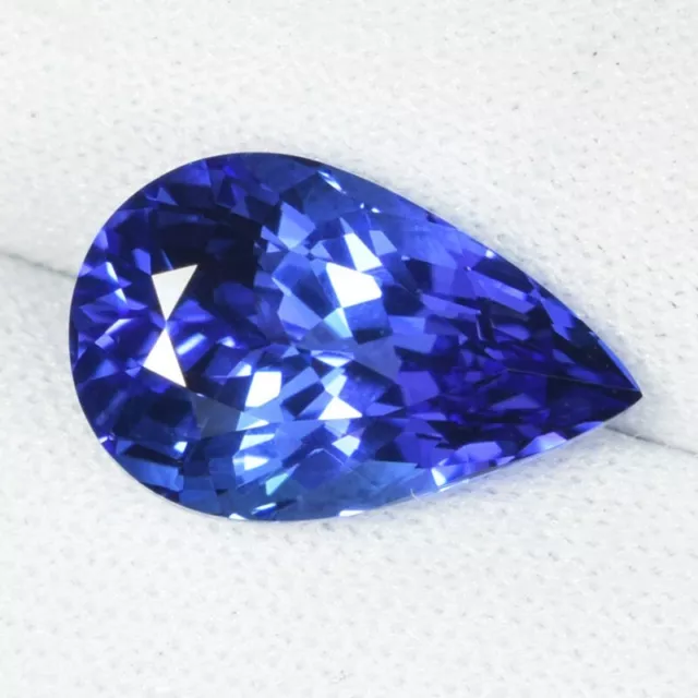 5.44 ct TOP LUSTROUS SPARKLING AAA VIOLET BLUE NATURAL TANZANITE  Pear See Vdo