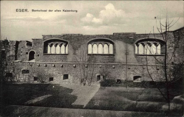 Eger Cheb Tschechien alte Ansichtskarte ~1910 Bankettsaal der alten Kaiserburg