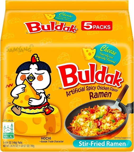 FORMAGGIO SAMYANG Buldak tagliatelle ramen pollo piccante 140 g fantastici (confezione da 5) HALAL