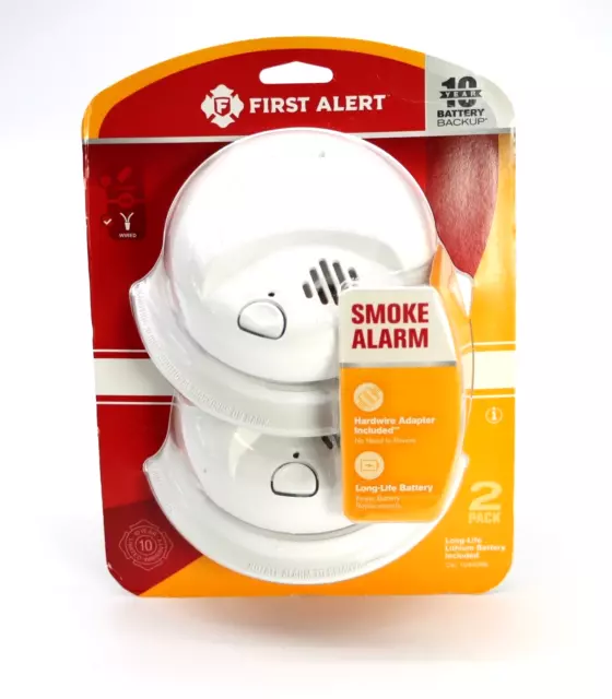 First Alert Smoke Detector 2-Pack 10-Year Battery AC Hardwired 120-Volt