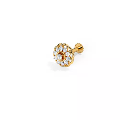 18Kt or Jaune Véritable Naturel Diamants Nez Clou Vis Broche Certifié Bijoux