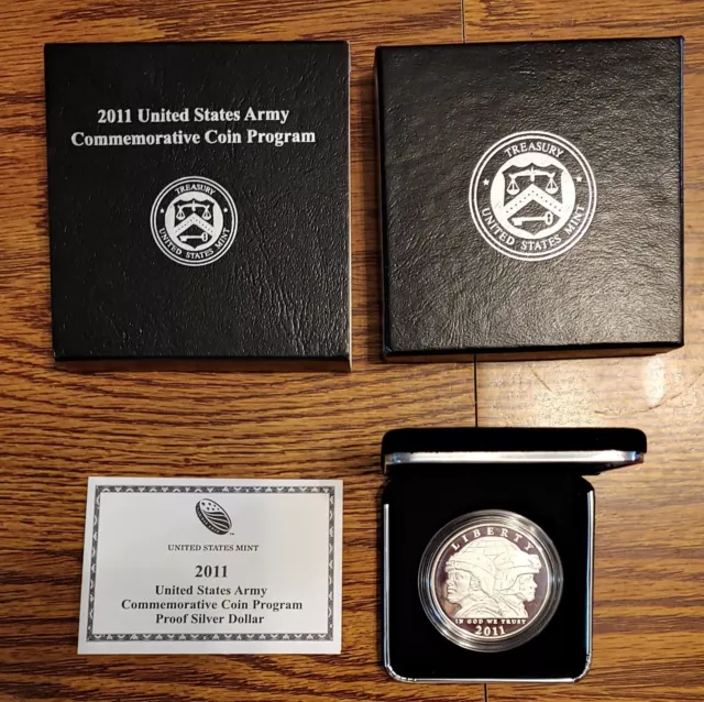 2011 P United States Army Commemorative Proof Silver Dollar W Coa Original Pkg