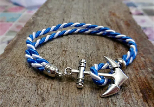 Armband Kordel Anker Bayern blau/weiß  Umpfang: 16,9cm