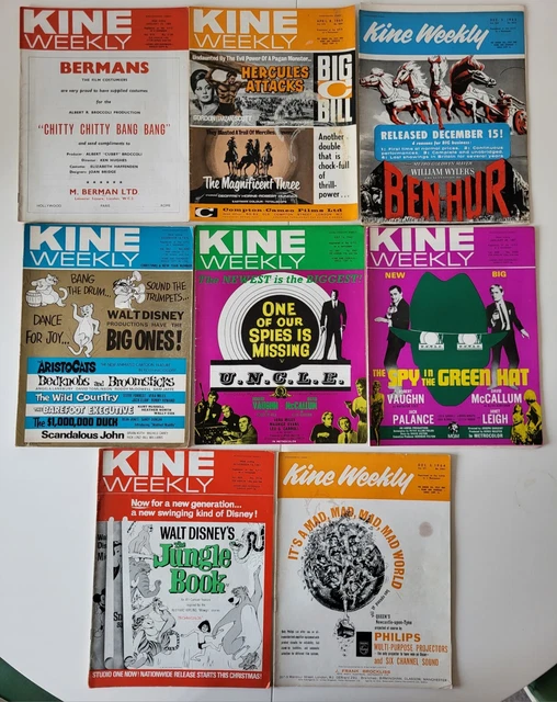 8 X Kine Weekly Magazines - 1960'S One Of Our Spies Is Missing Jungle Book Rare