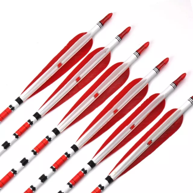 6Pcs 85cm Carbon Arrow Spine 500 OD 7.6mm Real Feather for Recurve Bow Archery