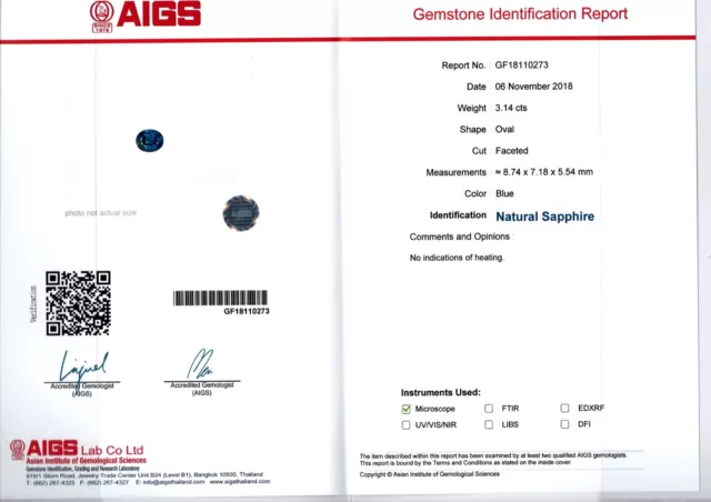 Zaffiro blu ovale ovale 3,14 carati naturale non riscaldato con certificato di laboratorio 2