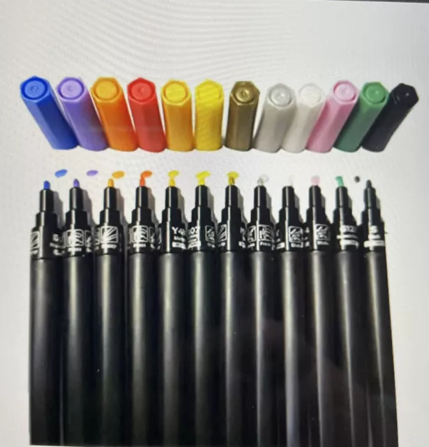 12PCS Acrylic Paint Marker Pens Permanent Art Rock Metal Glass
