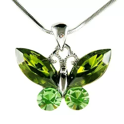 Vert Papillon Avec Cristal Swarovski Mariage Bijoux Collier Noël