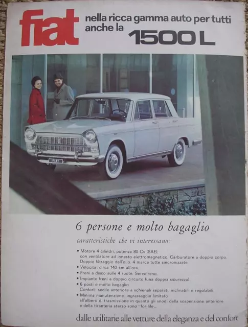 Fiat 1500 L 1963 Originale Pubblicita Werbung Advertising