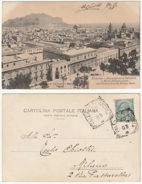 Palermo - Panorama Con La Cattedrale E Monte Pellegrino - Viagg. -88449-