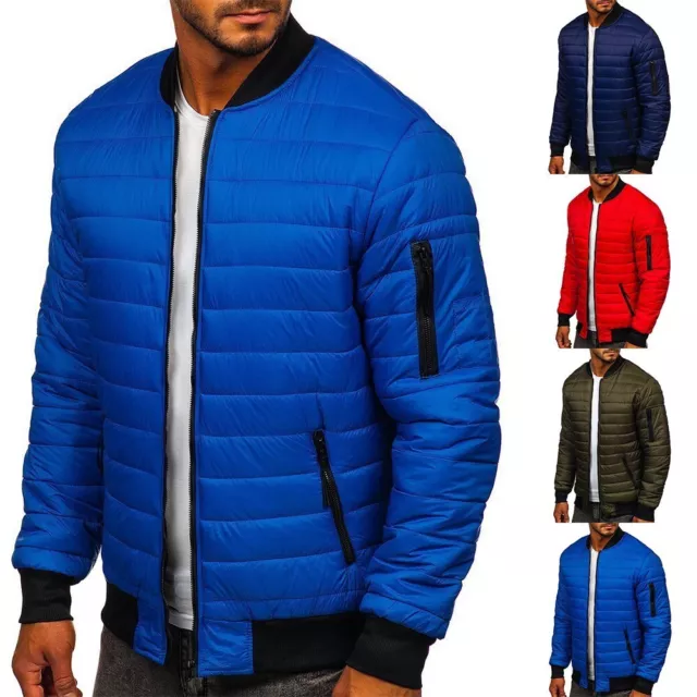 Uomo Trapuntato Imbottito Piumino Invernale Casual Tasca Caldo Cappotto Giacca