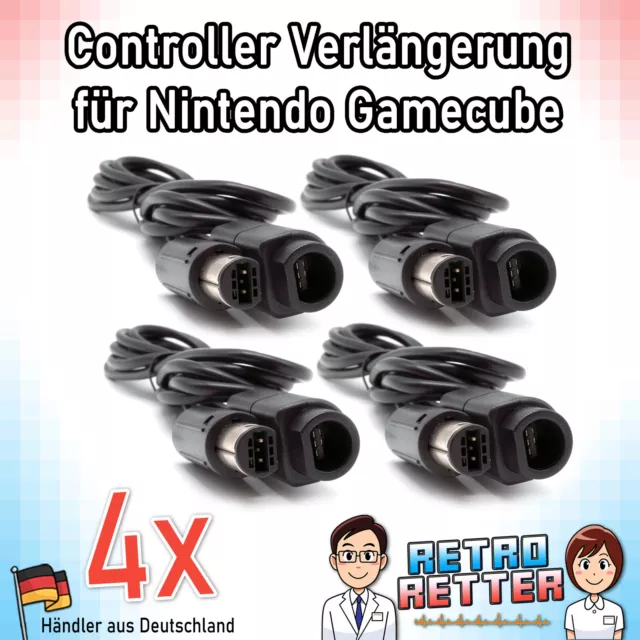 4x Gamecube Controller Verlängerung 1,8m - GC Verlängerungskabel GamePad Kabel