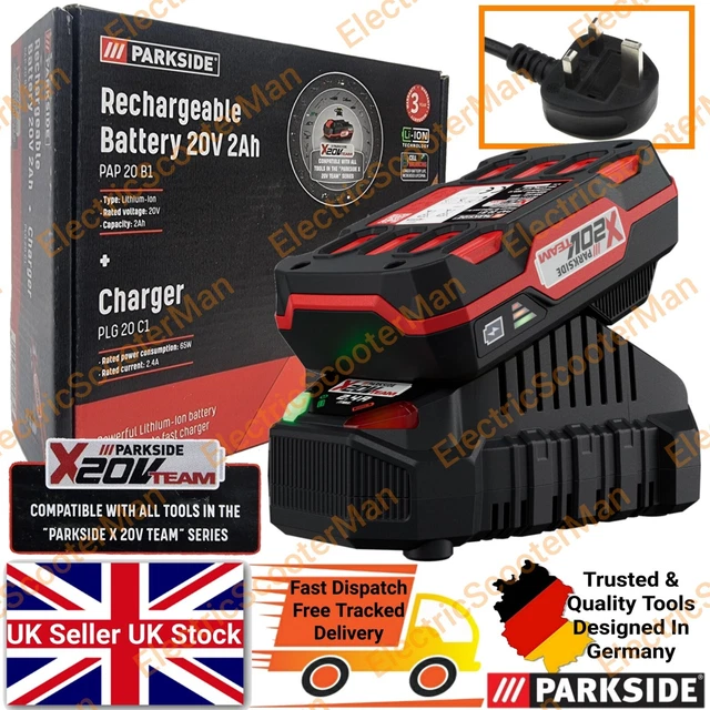 BATTERIA PARKSIDE 20 V 2 Ah e caricabatterie rapido per strumento