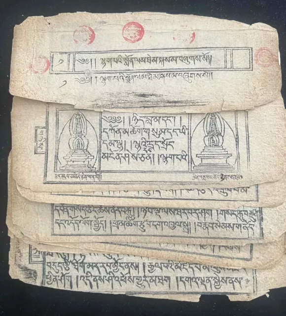 Antique  Mongolian Tibetan Buddhist Woodblock Manuscript